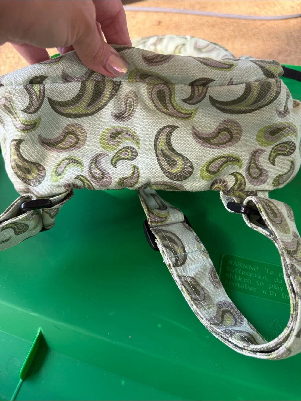 Kavu Light Green Paisley Print Backpack